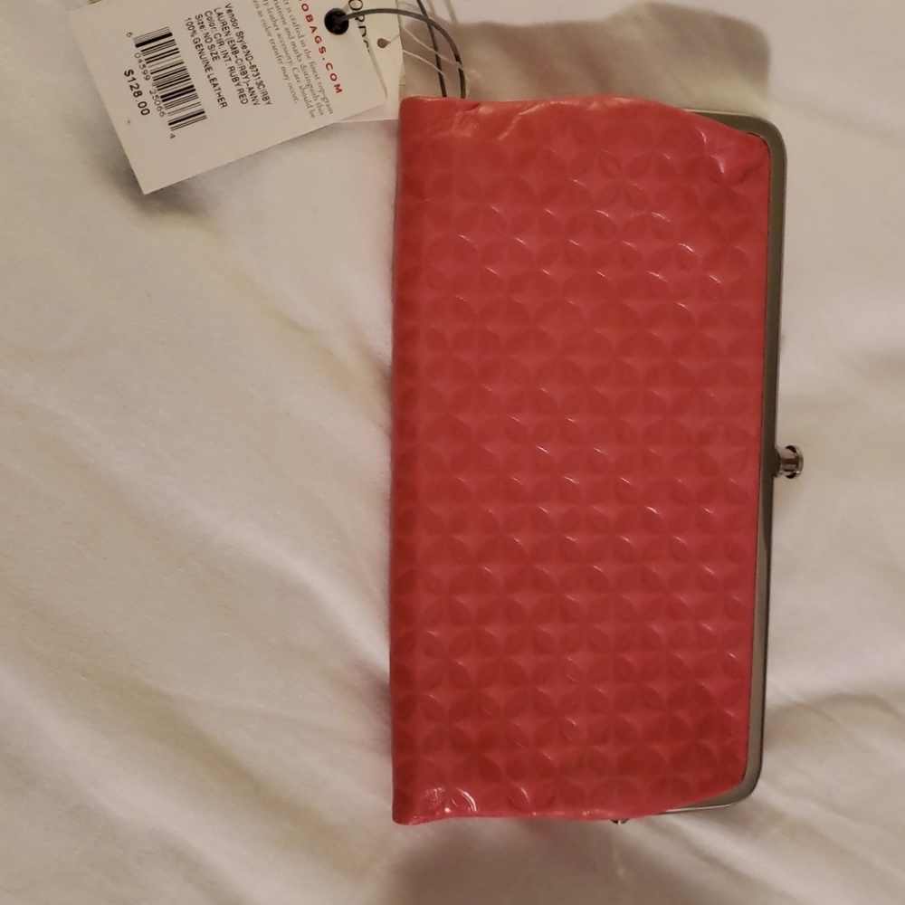 Hobo Embossed Lauren Clutch/Wallet  Ruby Red